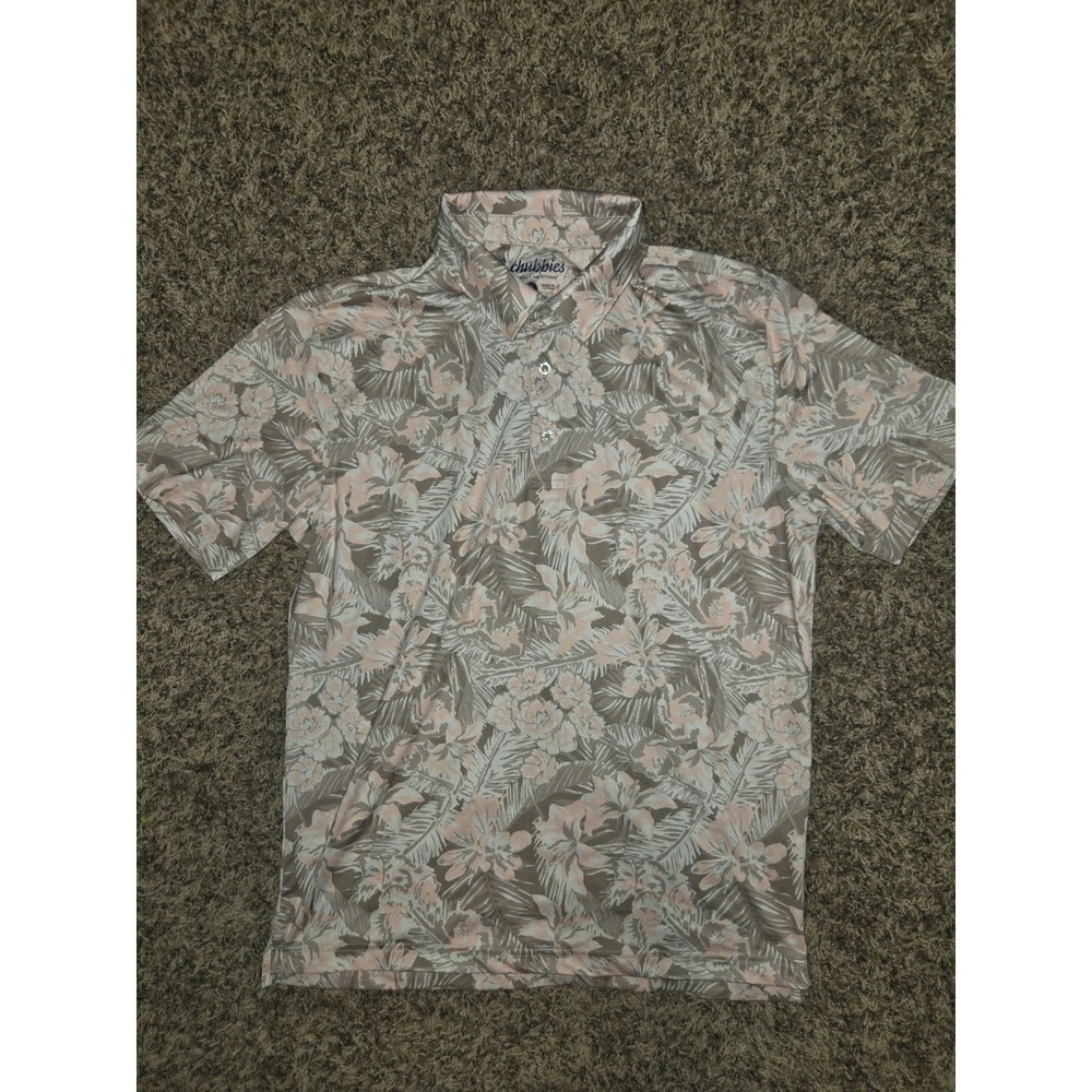 Chubbies Shirt Mens Small Hawaiian Tropical Floral Beach Resort Button Up Pink